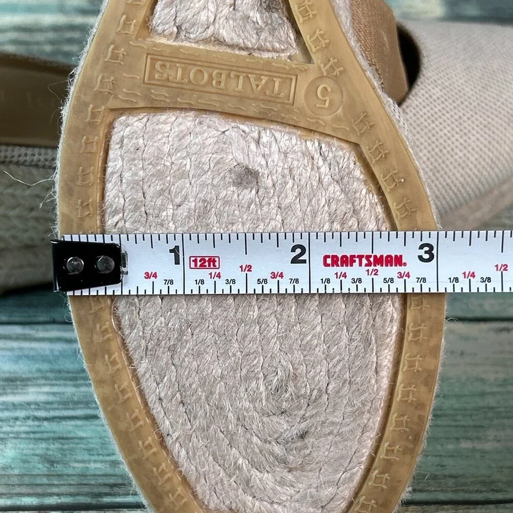 Talbots Espadrilles Womens 5M Brown/Beige Wedge Zip Dress Casual Sandal Summer